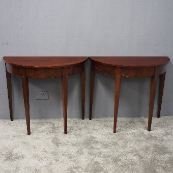 Pair of George III Style Mahogany Demi-Lune Tables