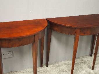 Antique Pair of George III Style Mahogany Demi-Lune Tables