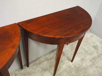 Antique Pair of George III Style Mahogany Demi-Lune Tables