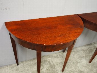 Antique Pair of George III Style Mahogany Demi-Lune Tables