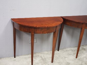 Antique Pair of George III Style Mahogany Demi-Lune Tables