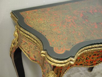 Antique French Boulle Serpentine Front Games Table