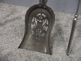 Antique Set of Polished Steel Fire Tools