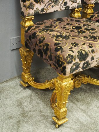 Antique Pair of Charles II Style Gilded Side Chairs 