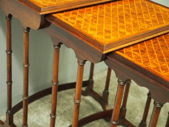 Antique Georgian Style Nest of 4 Walnut Tables