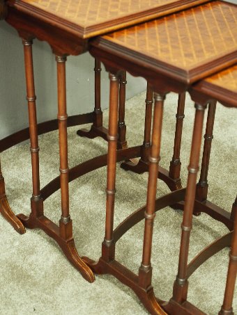Antique Georgian Style Nest of 4 Walnut Tables