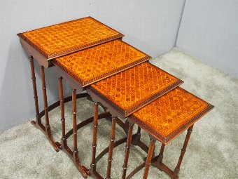 Antique Georgian Style Nest of 4 Walnut Tables