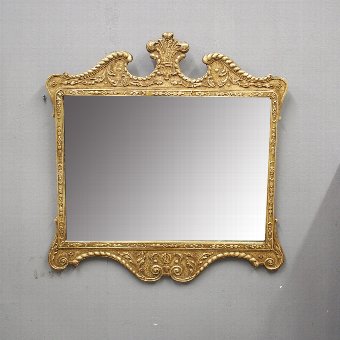 George I Style Carved Gesso and Silvered Mirror