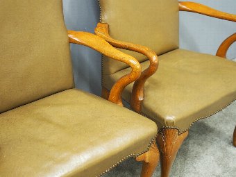 Antique George II Style Leather Armchairs