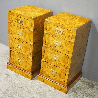 Pair of Satin Birch Military Style Bedsides or Chests