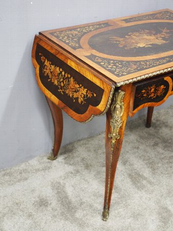 Antique Victorian Marquetry Inlaid Kingwood Sofa Table or Writing Table