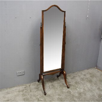 Queen Anne Style Walnut Cheval Mirror