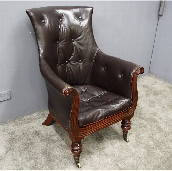 Regency Mahogany Lyre Shaped Armchair