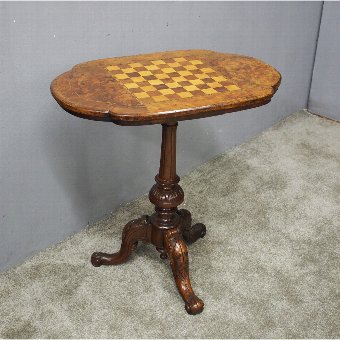 Victorian Inlaid Burr Walnut Occasional Table or Games Table