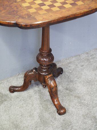 Antique Victorian Inlaid Burr Walnut Occasional Table or Games Table