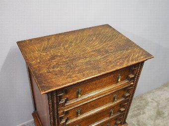 Antique Jacobean Style Oak Music Cabinet