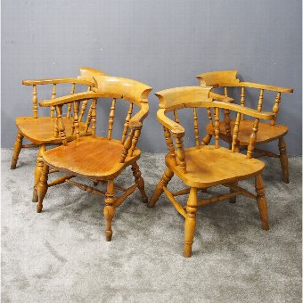  Set of 4 Beech and Elm Captains Chairs