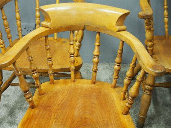 Antique  Set of 4 Beech and Elm Captains Chairs