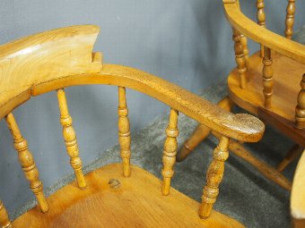 Antique  Set of 4 Beech and Elm Captains Chairs