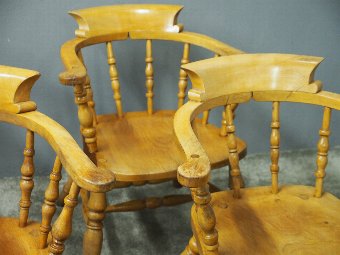 Antique  Set of 4 Beech and Elm Captains Chairs