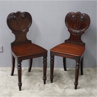 Pair of Regency Mahogany Hall Chairs
