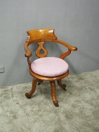 Antique Victorian Oak Revolving Desk Chair