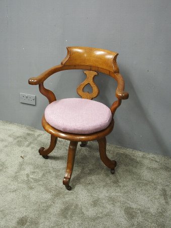 Antique Victorian Oak Revolving Desk Chair