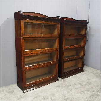 Pair of Stained Beech Sectional Bookcases