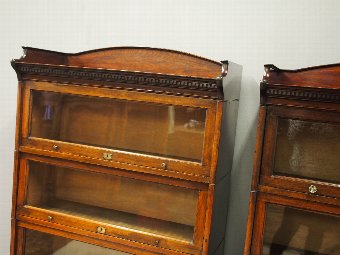 Antique Pair of Stained Beech Sectional Bookcases