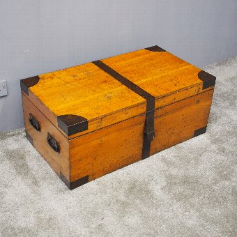 Victorian Oak and Steel Bound Trunk