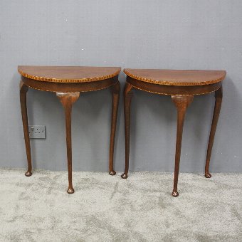 Pair of Sheraton Style Mahogany and Inlaid Occasional Tables
