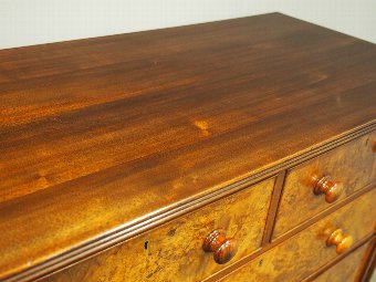 Antique Mid Victorian Burr Walnut Chest of Drawers