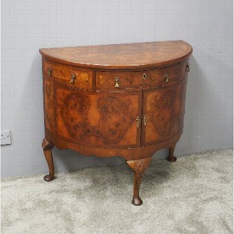 Georgian Style Burr Walnut Bow Front Cabinet