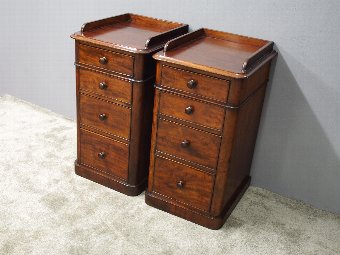 Antique Pair of Victorian Mahogany Bedsides with Gallery
