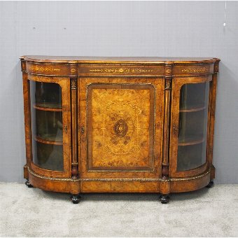 Victorian Inlaid Burr Walnut Credenza