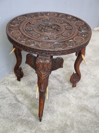 Antique Elephant Design Anglo-Indian Occasional Table