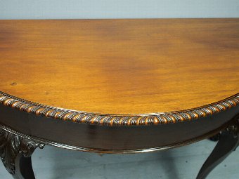 Antique Georgian Style Carved Mahogany Demi Lune Table