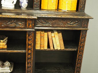 Antique Victorian Carved Oak Open Bookcase