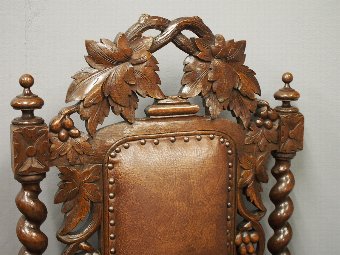 Antique Pair of Jacobean Style Oak Chairs