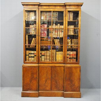 Antique Pepys Style Reverse Breakfront Cabinet Bookcase
