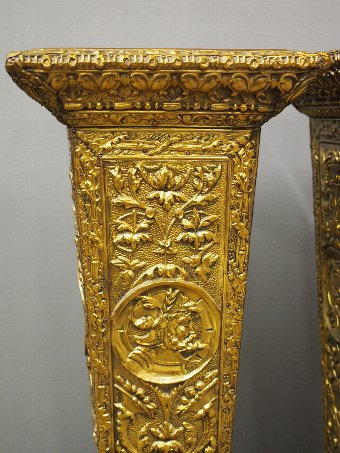Antique Brass and Wood Pedestals