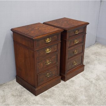 Pair of Victorian Burr Walnut Bedsides or Chests
