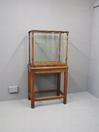 Antique Oak Display Cabinet on Stand