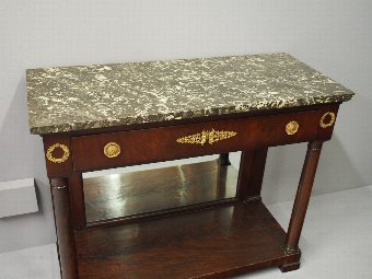 Antique Empire Style Mahogany and Marble Side Table
