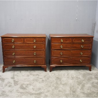 Pair of George III Mahogany and Inlaid Chest of Drawers