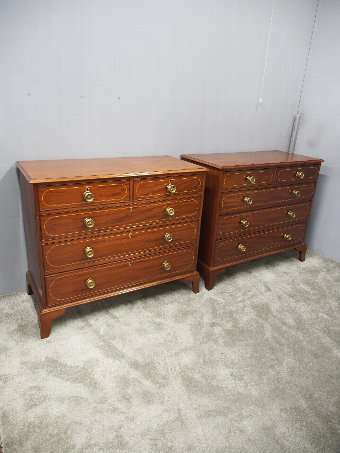 Antique Pair of George III Mahogany and Inlaid Chest of Drawers