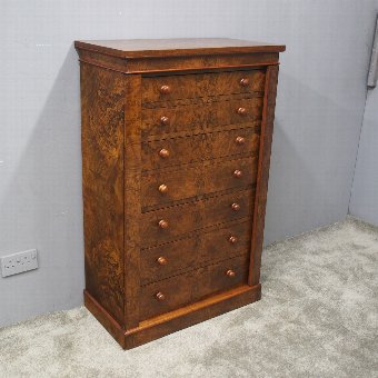 Victorian Burr Walnut Wellington Chest