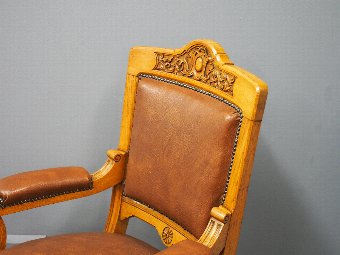 Antique Victorian Carved Oak Armchair