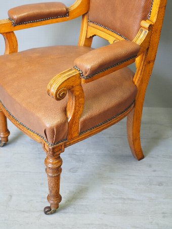 Antique Victorian Carved Oak Armchair