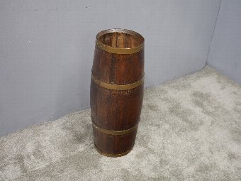 Antique Oak and Brass Stick Stand